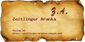 Zeitlinger Aranka névjegykártya